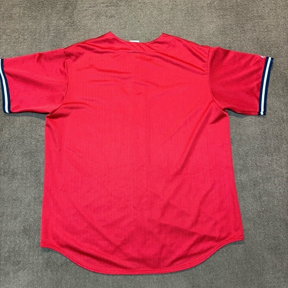 Vintage 90s Cleveland Indians MLB Chief Wahoo Majestic Jersey XXL RED USA - Picture 9 of 12